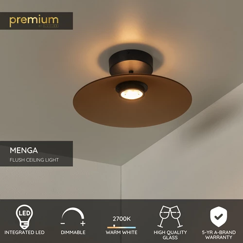 Lucide MENGA - Flush ceiling light - Ø 40 cm - LED Dim. - 1x11W 2700K - Amber | Premium - USP